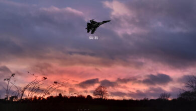 sukhoi su-35 sun setting view